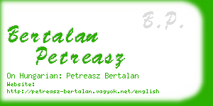 bertalan petreasz business card